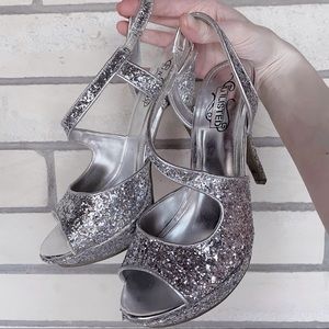 silver sparkly sexy glitter heels
